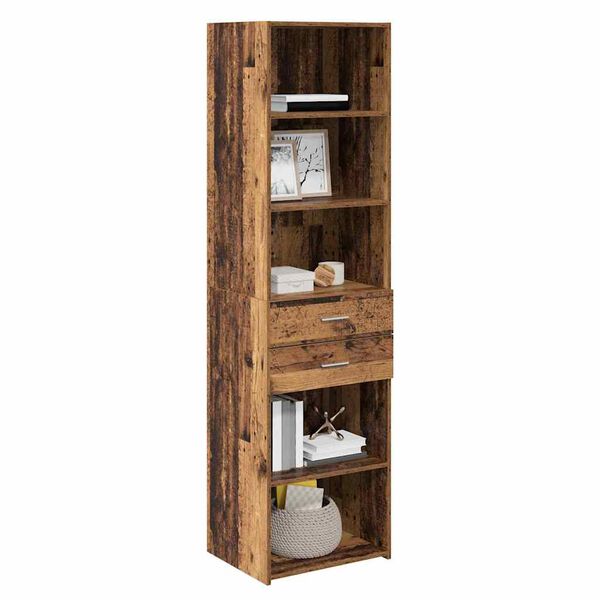 vidaXL Highboard met lade Oud Hout 50 x 42,5 x 185 cm Bewerkt hout