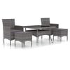 vidaXL 5-delige Tuinset poly rattan en gehard glas grijs