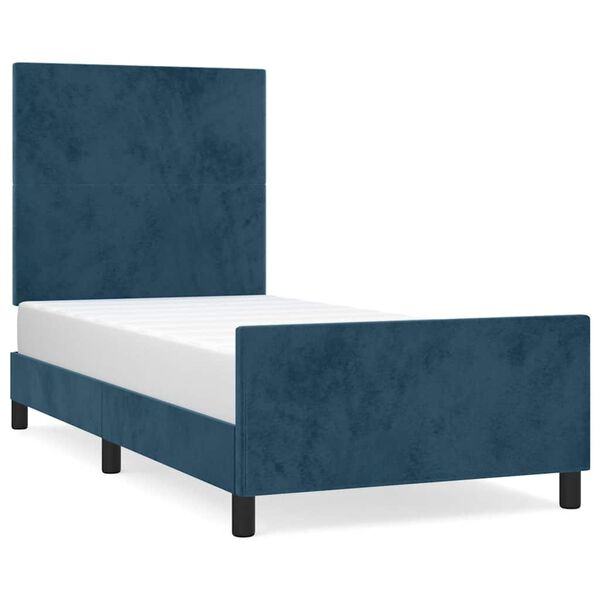 vidaXL Bedframe zonder matras 100x200 cm fluweel donkerblauw