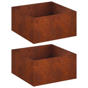 vidaXL Plantenbak 2 st Roestkleurig 60 x 60 x 40 cm weervast staal