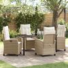 vidaXL Tuin eettafelset met kussen 5 pcs Beige poly rattan