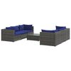 vidaXL 7-delige Loungeset met kussens poly rattan grijs