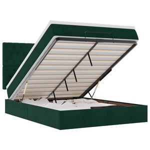 vidaXL Ottoman bed met matrassen 140x190cm fluweel donkergroen