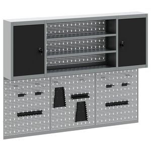 vidaXL Gereedschapskast set met plank 6 st Zwart Gepoedercoat staal