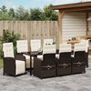 vidaXL Tuin eettafelset met kussen 9 pcs Bruin poly rattan