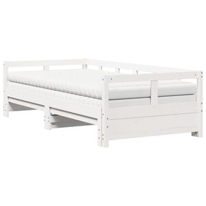 vidaXL Slaapbank met onderschuifbed en matras 90x200 cm grenenhout wit