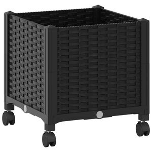 vidaXL Tuinschaal met wielen Zwart 40 x 40 x 44 cm PP