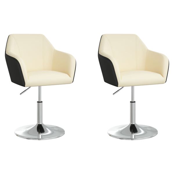 vidaXL Eetkamerstoelen 2 st kunstleer cr&egrave;mekleurig en zwart
