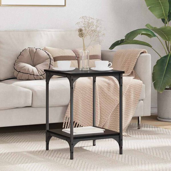 vidaXL Salontafel Zwart Eiken 40 x 40 x 55 cm Bewerkt hout