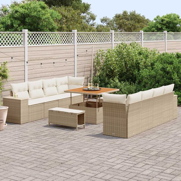 vidaXL Tuin Sofa Set met kussen 11 pcs Beige poly rattan