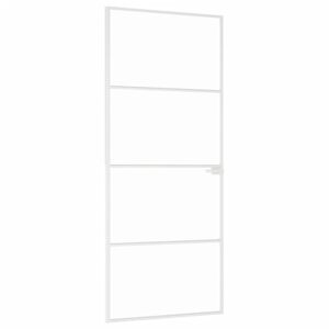 vidaXL Binnendeur 83x201,5 cm gehard glas en aluminium smal wit