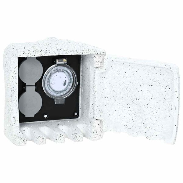 vidaXL Tuinstopcontact met tijdschakelaar kunststeen