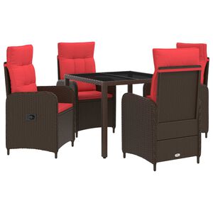 vidaXL Buiten eettafelset 5 st poly rattan
