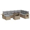 vidaXL 9-delige Loungeset met kussens poly rattan beige