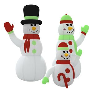 vidaXL Opblaasbare sneeuwpopfamilie met LED&rsquo;s 500 cm