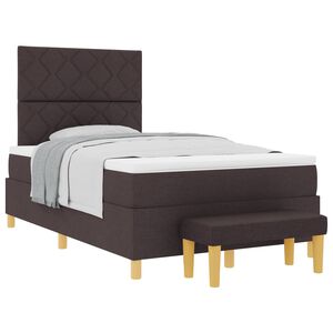 vidaXL Boxspring bed met hoofdeinde Donkerbruin 190 x 120 cm Stof