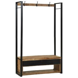 vidaXL Kledingrek met lade Bruin 110 x 40 x 179 cm Massief mangohout