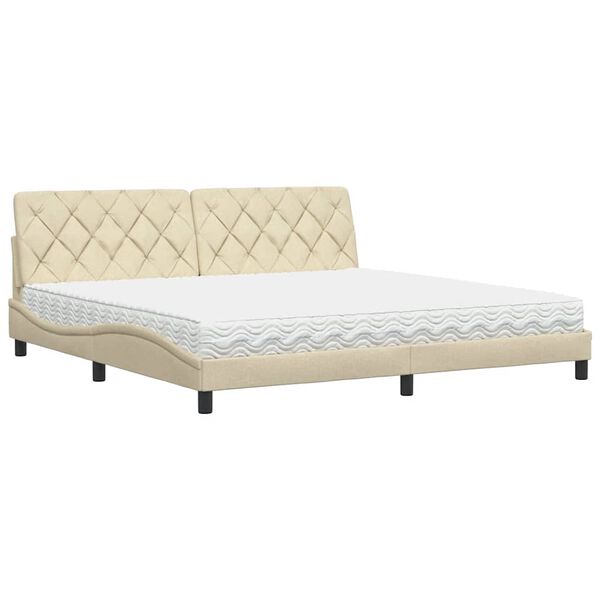 vidaXL Bed met matras stof cr&egrave;mekleurig 200x200 cm