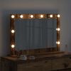 vidaXL Schmink Spiegel met LED -striplichten Oud Hout 80 x 55 x 18 cm