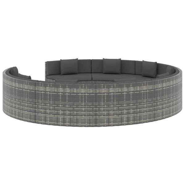 vidaXL 10-delige Loungeset met kussens poly rattan grijs