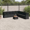 vidaXL 10-delige Loungeset met kussens poly rattan zwart