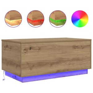 vidaXL Salontafel met LED-verlichting 90x50x40cm artisanaal eikenkleur