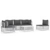 vidaXL 6-delige Loungeset met kussens staal wit
