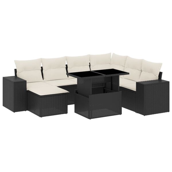vidaXL 8-delige Loungeset met kussens poly rattan zwart