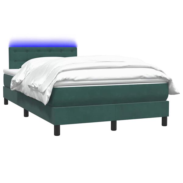 vidaXL Boxspring met matras en LED fluweel donkergroen 120x220 cm