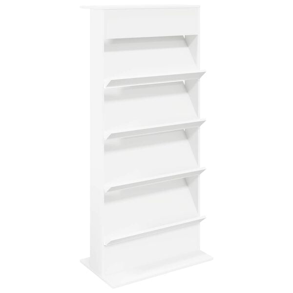 vidaXL Tijdschrift Rek met plank Wit 70 x 41 x 156 cm Bewerkt hout