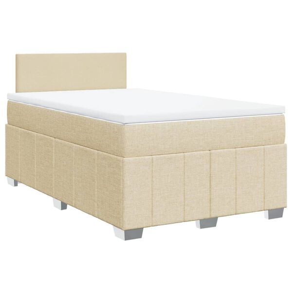 vidaXL Boxspring met matras stof cr&egrave;mekleurig 120x190 cm