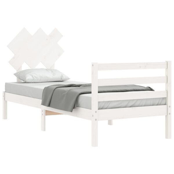 vidaXL Bedframe met hoofdbord massief hout wit
