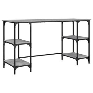 vidaXL Bureau 140x50x75 cm metaal en bewerkt hout grijs sonoma eiken