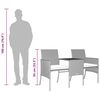 vidaXL Tuinbank 2-zits met tafel en voetenbanken poly rattan grijs