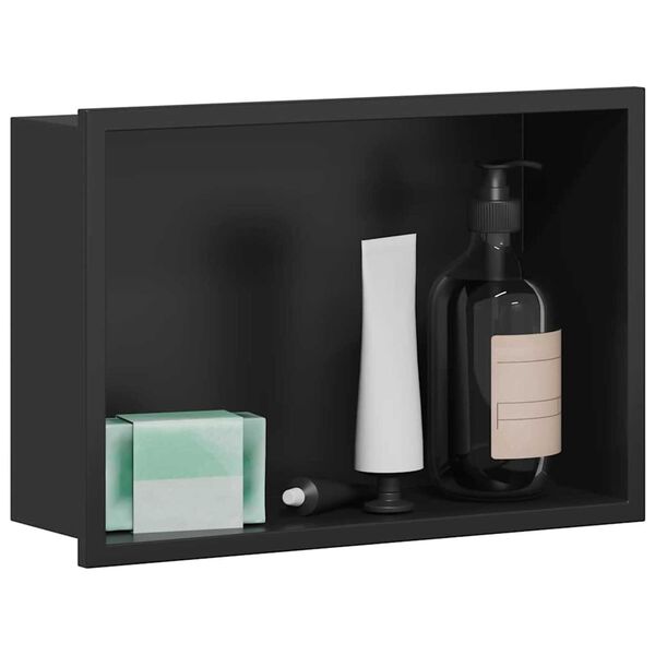 vidaXL Douche Niche Zwart 30 x 20 x 9.5 cm Roestvrij staal