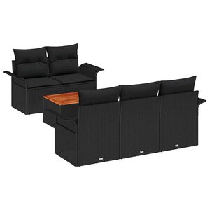 vidaXL Tuinbankenset met opslag 6 pcs Zwart poly rattan