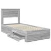vidaXL Bedframe Grijs Sonoma en Zilver 75 x 190 cm Bewerkt hout