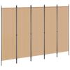 vidaXL 5-Panel Room Divider Beige 250 x 180 cm Stof