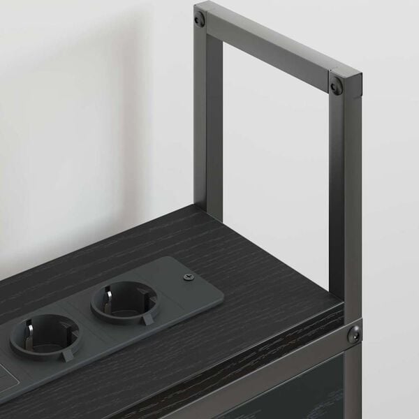 vidaXL Opberghoofdbord met Oplaadstation Zwart eiken 203 x 15 x 98 cm