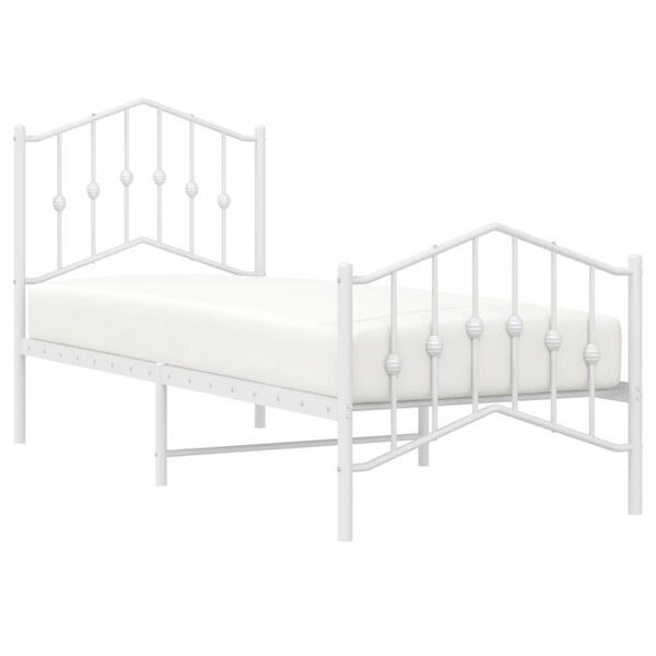 vidaXL Bedframe met hoofd- en voeteneinde&nbsp;metaal wit 75x190 cm