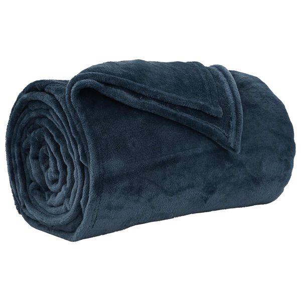 vidaXL Gooi Deken Marineblauw 220 x 240 cm Fleece
