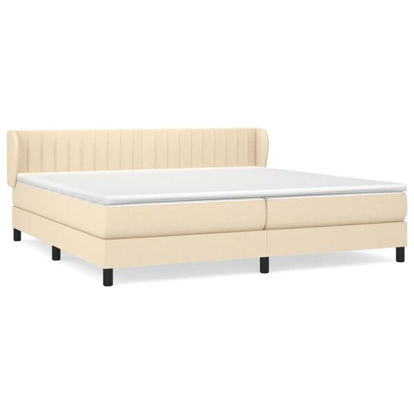 vidaXL Boxspring met matras stof cr&egrave;mekleurig 200x200 cm