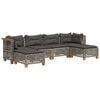 vidaXL 6-delige Loungeset met kussens poly rattan grijs