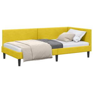 vidaXL Hoekbedframe Geel 80 cm x 200 cm Polyester en multiplex