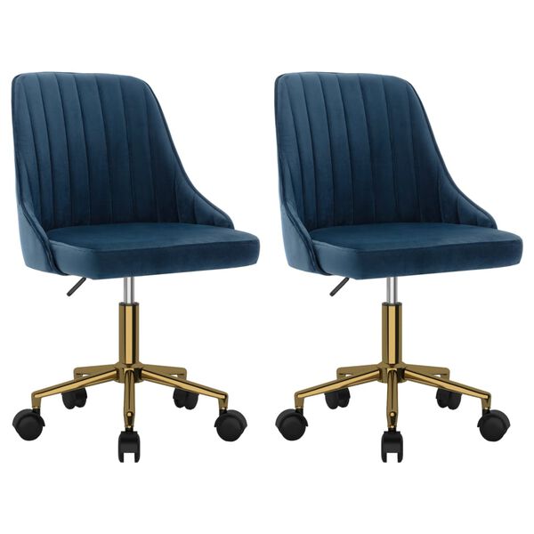 vidaXL Eetkamerstoelen draaibaar 2 st fluweel blauw