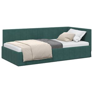 vidaXL Hoekbedframe met hoofdeinde Donkergroen 90 cm x 200 cm Fluweel