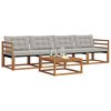 vidaXL Buiten bankenset met kussen 5 pcs Natuurlijk en Lichtgrijs