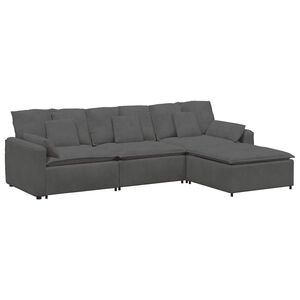 vidaXL Modulaire bank met voetenbank en kussens donkergrijs