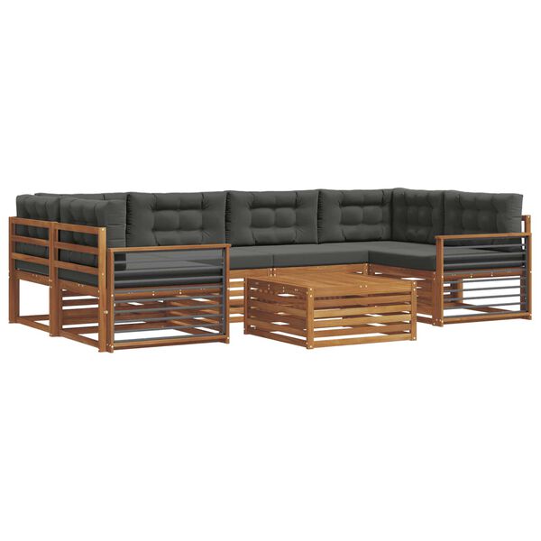 vidaXL Buiten bankenset met kussen 8 pcs Natuurlijk en Antraciet