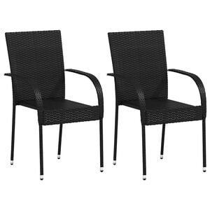 vidaXL Tuinstoelen stapelbaar 2 st poly rattan zwart